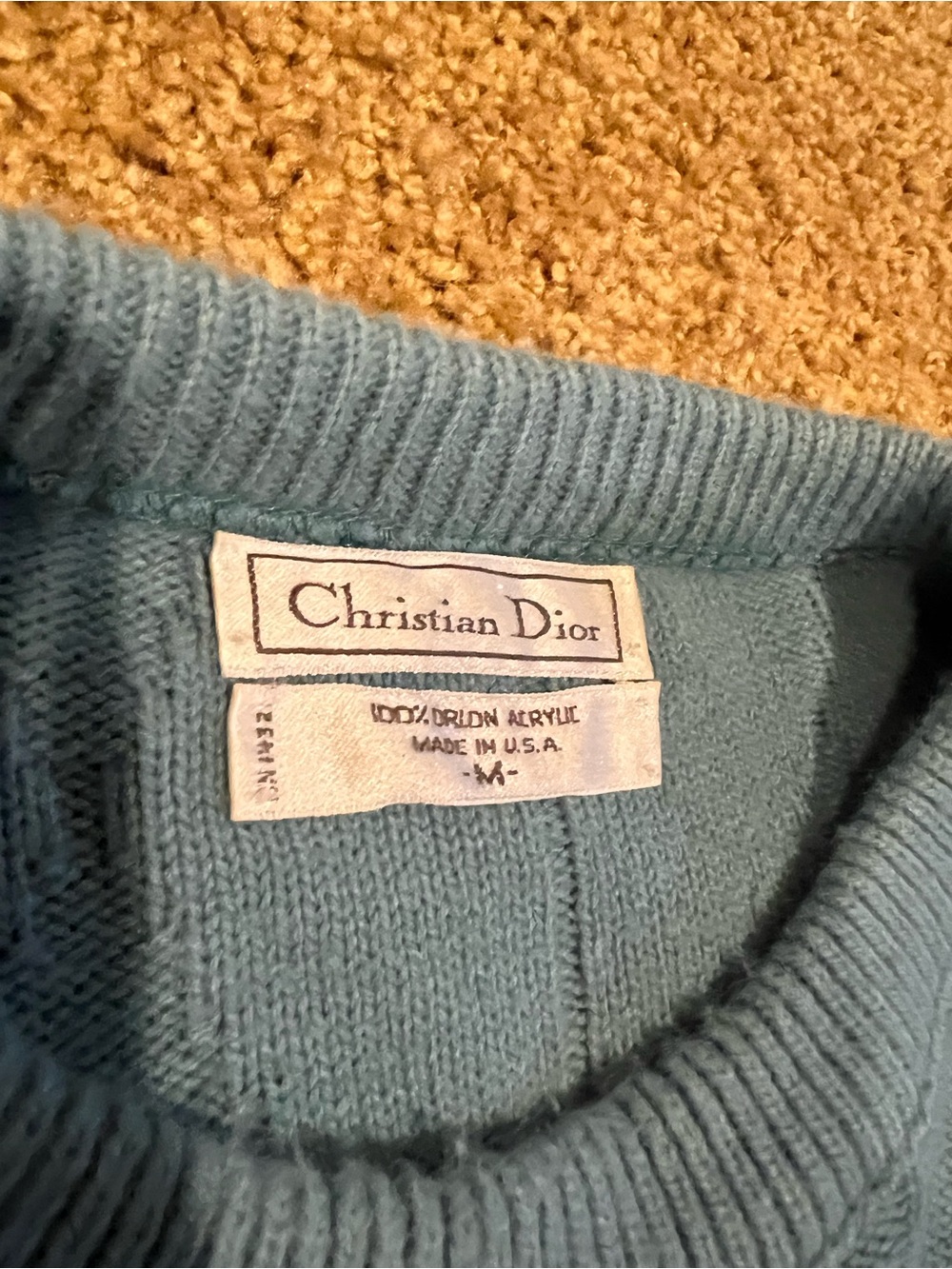 Dior Men's Teal Diamond-Texture Crewneck Sweater - Picture 3 of 4